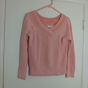 rag&bone dawn  off the shoulder  ribbed kni sweater  pink s/p
